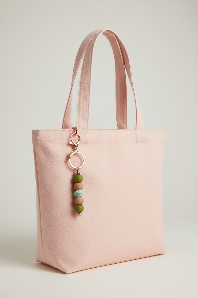 Floral Olive and Mauve Bag Charm