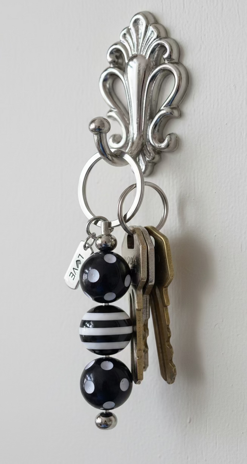 Corky Black and White Bag Charm