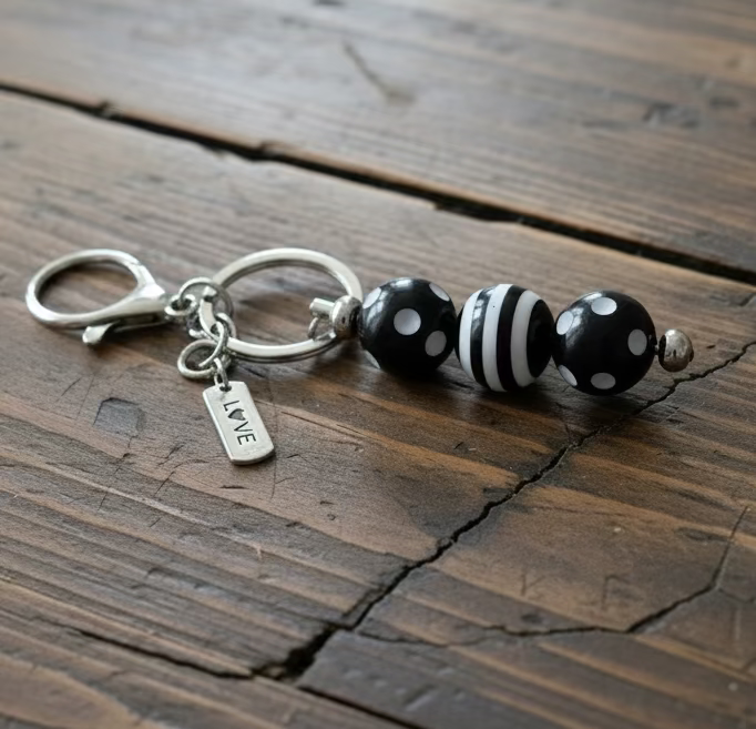 Corky Black and White Bag Charm